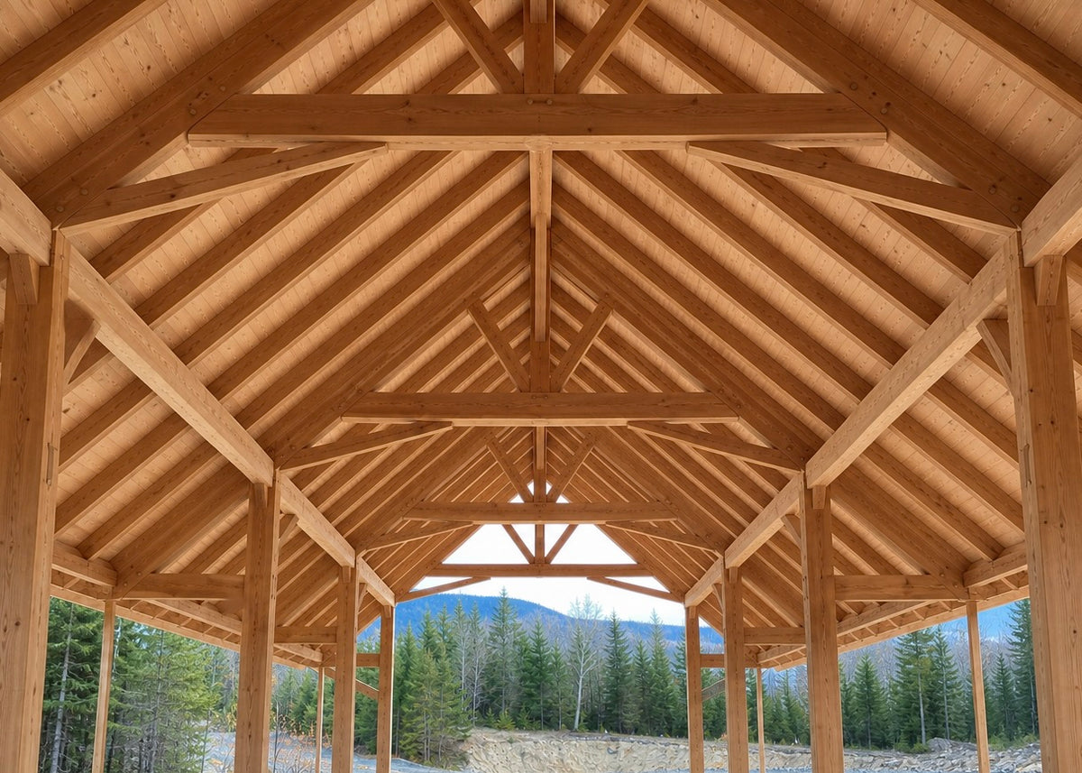 Charpente du gazebo en pruche teintée